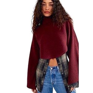FREE PEOPLE Billie Mock Ribbed Crop Pullover Sweater